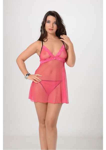 Pembe Tül Gecelik - 654