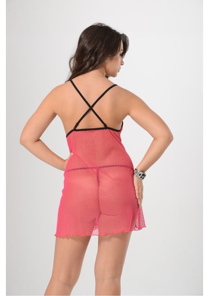 Pembe Tül Gecelik - 654