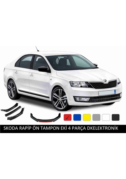Dkelektronik Skoda Rapid Lip 4 Parça Kırmızı / Tampon Eki