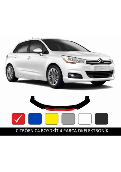 Dkelektronik Cıtroen C4 Lip 4 Parça Kırmızı / Tampon Eki