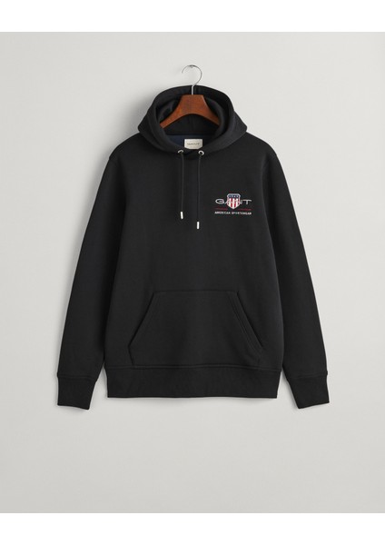 Erkek Siyah Regular Fit Kapüşonlu Logolu Sweatshirt 2047084.5