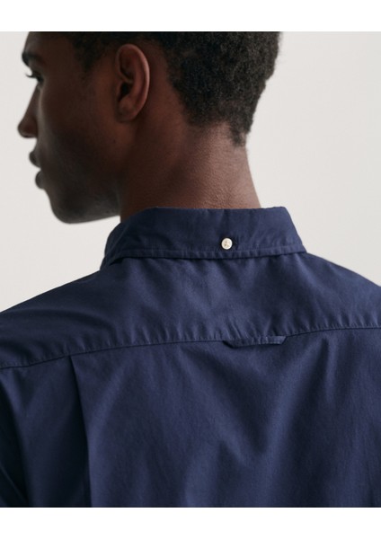 Erkek Lacivert Slim Fit Düğmeli Yaka Düz Gömlek 3000102.410 fırsatları