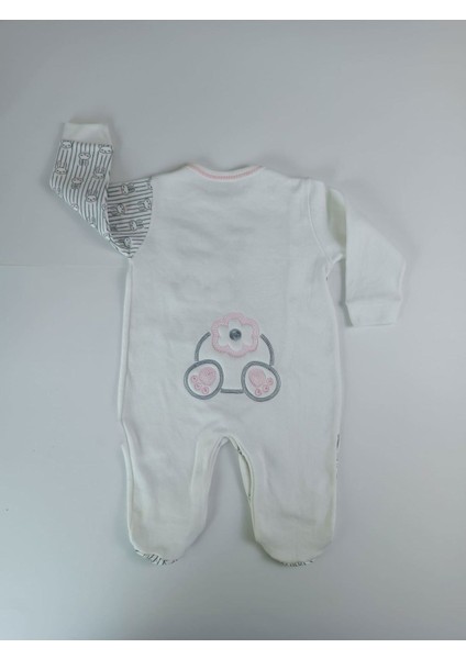 Minik Tavşan Nakışlı Boydan Çıtçıt Bebek Tulumu