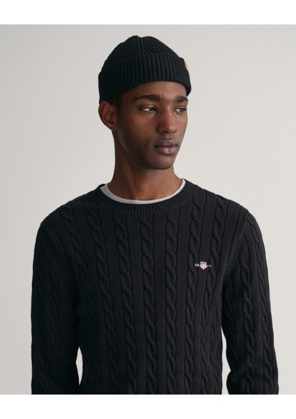 Erkek Siyah Regular Fit Bisiklet Yaka Düz Kazak 8050601.5 fırsatları