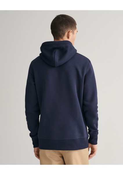 Erkek Lacivert Regular Fit Kapüşonlu Logolu Sweatshirt 2047082.433