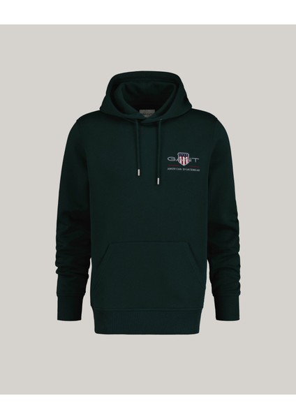 Erkek Yeşil Regular Fit Kapüşonlu Logolu Sweatshirt 2047084.374