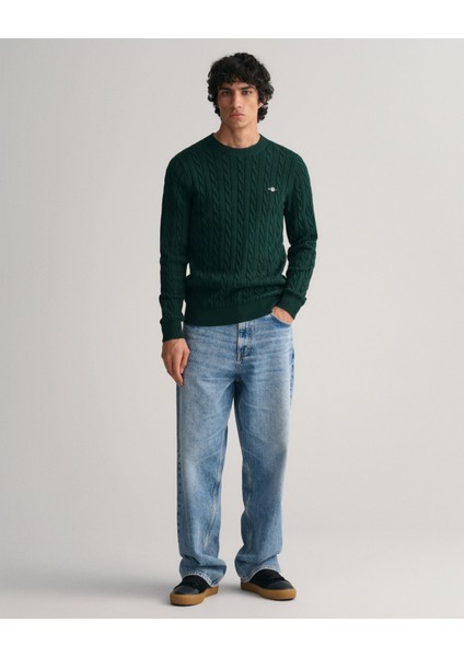 Erkek Yeşil Regular Fit Bisiklet Yaka Düz Kazak 8050601.374 indirimleri