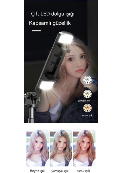 Teleskopik Bluetooth Selfie Çubuğu Cep Telefonu Canlı Yayın Tripod Entegre Gimbal Sabitleyici Fotoğraf Güzellik Dolgu Işığı (Yurt Dışından)
