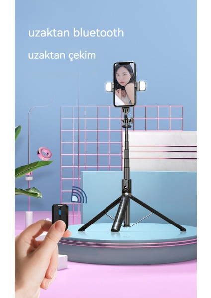 Teleskopik Bluetooth Selfie Çubuğu Cep Telefonu Canlı Yayın Tripod Entegre Gimbal Sabitleyici Fotoğraf Güzellik Dolgu Işığı (Yurt Dışından) fiyatları