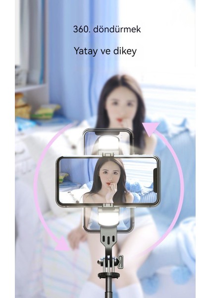 Teleskopik Bluetooth Selfie Çubuğu Cep Telefonu Canlı Yayın Tripod Entegre Gimbal Sabitleyici Fotoğraf Güzellik Dolgu Işığı (Yurt Dışından) modelleri