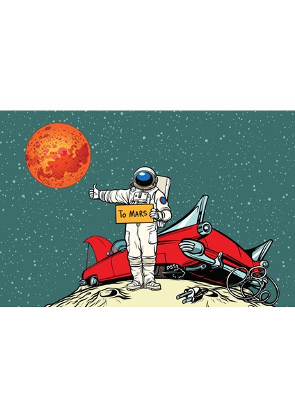 Go To Mars Yeşil Duvar Örtüsü Ve Çift Taraflı Kırlent Takım (2'Li) - 100 x 140