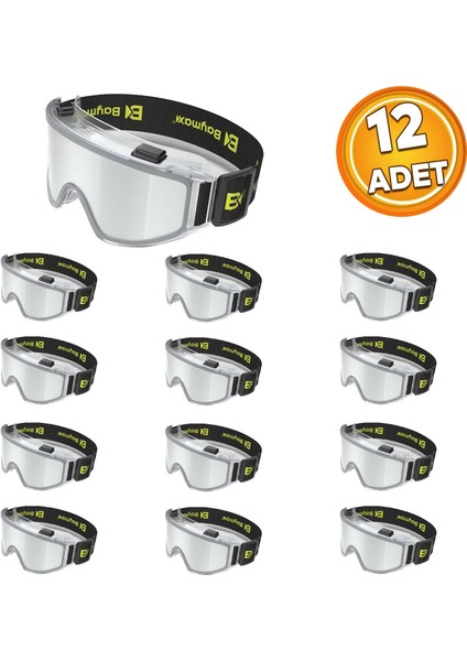 Baymax Iş Güvenlik Gözlüğü Antifog Buğulanmaz Koruyucu Gözlük S550 Şeffaf 12 Adet