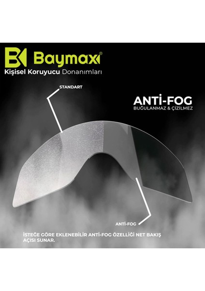 Baymax Iş Güvenlik Gözlüğü Antifog Buğulanmaz Koruyucu Gözlük S550 Şeffaf 12 Adet modelleri