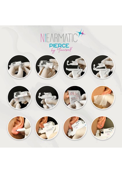 NİNA Niearmatic White Birthstar Crystal Kulak Delme Aparatı ve Küpesi Large 5mm fırsatları