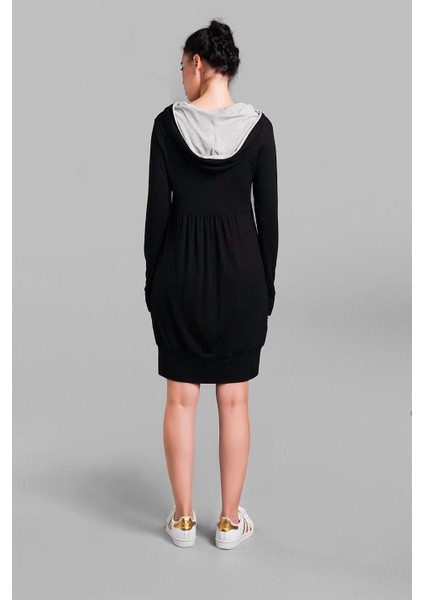 Kadın Siyah Iç Kısmı Gri Kapüşonlu Tunik fiyatları