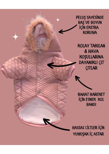 Pink Comfy Köpek Montu Köpek Ceketi Köpek Dış Giyim