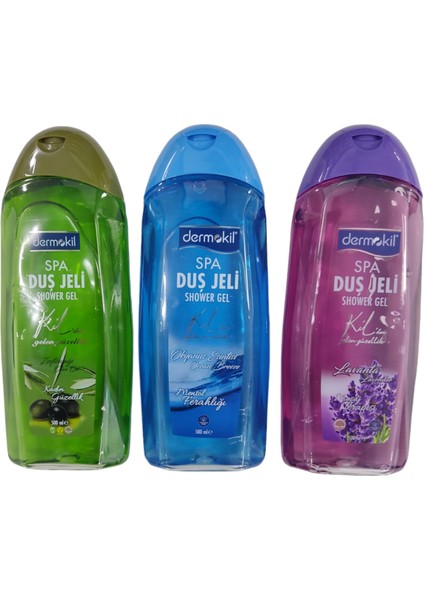 Duş Jeli Seti Sette 3 Adet Ürün Vardır(Dermokil Zeytinyağlı 500 Ml+Okyanus Esintisi 500 Ml+Lavanta 500 Ml)
