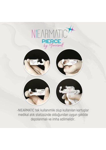 NİNA Medikal Niearmatic White Birthstar Crystal Kulak Delme Aparatı ve Küpesi Regular 4mm