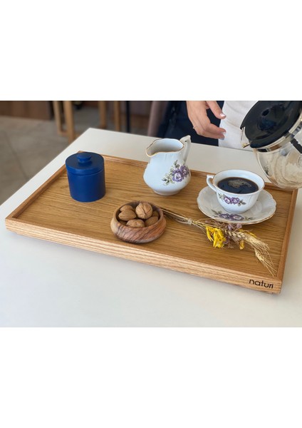 Recta Büyük Boy 50X30 cm Ahşap Tepsi, Ahşap Sunum Tepsisi, Ahşap Banyo Düzenleyicisi, Organizer, servis ve sunum tepsi, mutfak çay-kahve tepsisi, ahşap düzenleyici