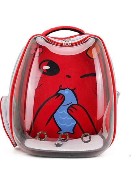 Kırmızı 36X27X40 cm Kedi Çantası Nefes Omuzlar Sırt Çantası Taşınabilir Evcil Hayvan Taşıma Çantası Köpek Açık Seyahat Sırt Çantası Şeffaf Büyük Uzay Kedi Kaynağı (Yurt Dışından)