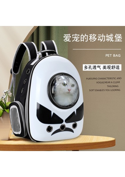 Yan Açılış Şeffaf Kedi Çantası ile Siyah Arka Plan Üzerinde Yeni Çift Omuz Uzay Kapsülü Evcil Hayvan Çantası Taşınabilir Evcil Hayvan Sırt Çantaları Kedi Çantası (Yurt Dışından) modelleri