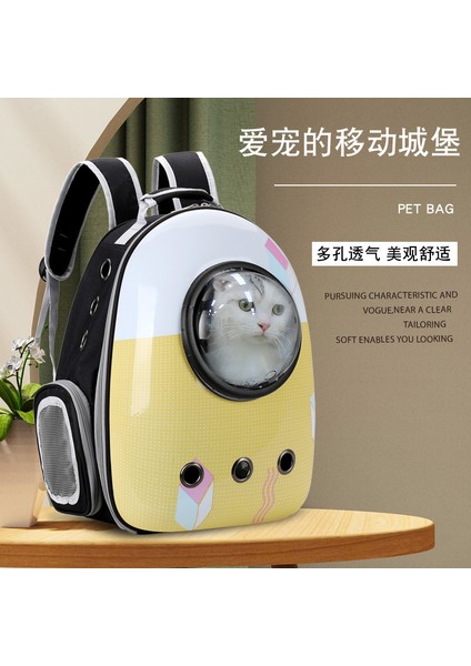 Yan Açılış Şeffaf Kedi Çantası ile Siyah Arka Plan Üzerinde Yeni Çift Omuz Uzay Kapsülü Evcil Hayvan Çantası Taşınabilir Evcil Hayvan Sırt Çantaları Kedi Çantası (Yurt Dışından) fırsatları