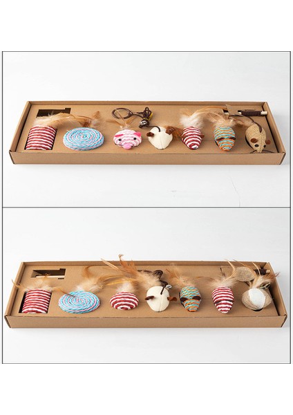 7PCS1SET 7pcs Nefis Pet Komik Kedi Oyuncak Sopa Evcil Hayvan Sahte Fare Tadı Ahşap Tüy Sihirli Değnek Kedi Yakalayıcı Kedi Etkileşimi Hediye Ücretsiz Gemi (Yurt Dışından)