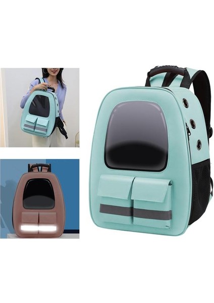 Yeşil Kedi Sırt Çantası Taşıyıcı Çanta, Köpek Sırt Çantası, Küçük Kediler Için Evcil Hayvan Köpekler Tavşan, Seyahat Için Şeffaf Sırt Çantası, Yürüyüş (Yurt Dışından)