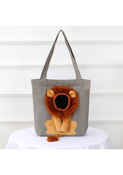 Koyu Gri 40X35CM-IN 4kg Komik Aslan Şekilli Kedi ve Köpek Taşıma Çantası Nefes Alabilen ve Yumuşak Aslan Kafası Kedi Çantası Köpek Çantası Evcil Hayvan Çantası Evcil Hayvan Malzemeleri (Yurt Dışından)