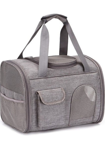 Gri 40X25X48CM Katlanabilir Evcil Hayvan Taşıma Çantası Taşınabilir Açık Omuz Çantası Kedi Köpek Sırt Çantası Nefes Alabilir Büyük Kapasiteli Pet Köpek Kedi Çantası (Yurt Dışından)