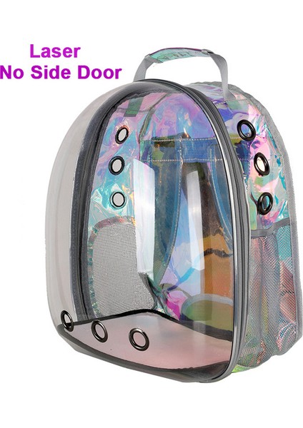 Lazer Hiçbir Yan Kapı Kedi Taşıma Çantası Açık Pet Çanta Taşıyıcılar Uzay Kapsülü Sırt Çantası Küçük Köpekler Kediler Için Nefes Alabilir Taşınabilir Seyahat Şeffaf Çanta (Yurt Dışından)