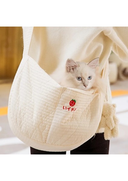 Beyaz L L40 Kedi Çantası Dışarı Çıkma Taşıma Çantası Kedi Çantası Köpek Sırt Çantası Tek Omuz Kanvas Köpek Çantası Çapraz Çanta Teddy Kedi Evcil Hayvan Malzemeleri (Yurt Dışından)