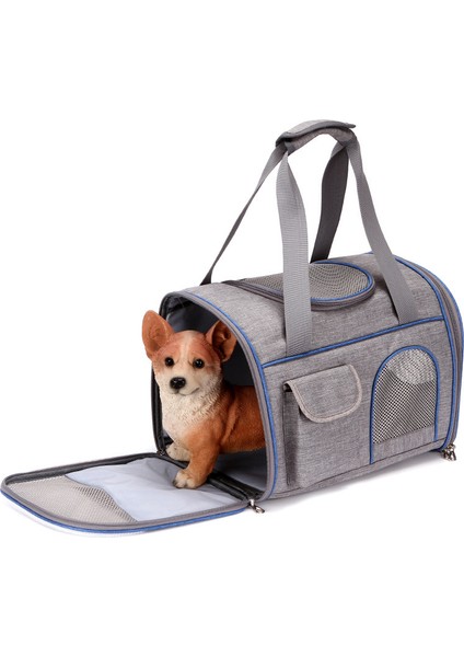 Mavi 40X25X48 cm Katlanabilir Evcil Hayvan Taşıma Çantası Taşınabilir Açık Omuz Çantası Kedi Köpek Sırt Çantası Nefes Büyük Kapasiteli Pet Köpek Kedi Çantası (Yurt Dışından) modelleri