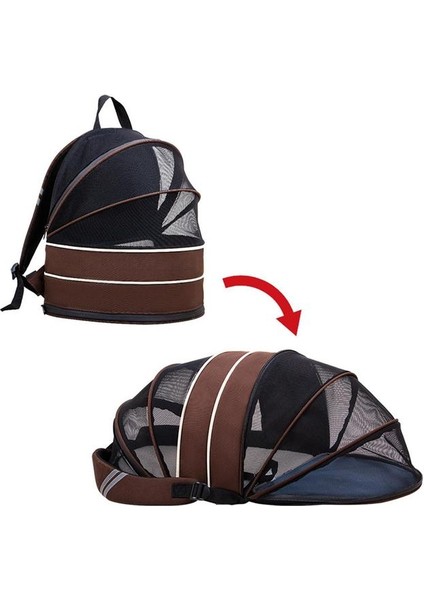 Kahverengi Evcil Hayvan Taşıma Çantası Şeffaf Nefes Alabilir Genişletilebilir Sırt Çantası Açık Seyahat Ürünleri Küçük Köpekler Kediler Için (Yurt Dışından)