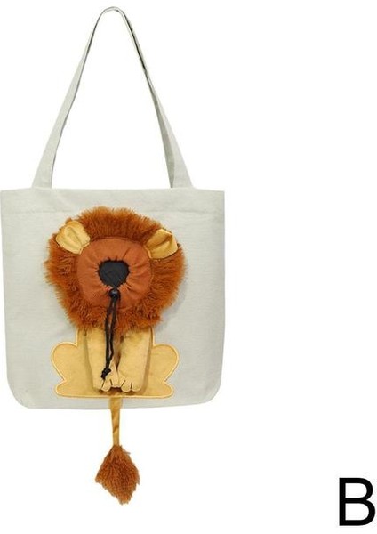 B Aslan Şeklinde Omuz Çantası Açıkta Olabilir Pet Kanvas Çanta Kediler ve Köpekler Için Tote Çanta Küçük Evcil Hayvan Taşıma Çantası Moda Nefes Alabilir (Yurt Dışından)