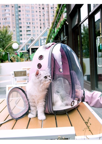 T0173-BLUE Nefes Alabilen Taşınabilir Evcil Hayvan Sırt Çantası, Şeffaf Kedi ve Köpek Taşınabilir Açık Hava Seyahati Sırt Çantası Evcil Hayvan Malzemeleri (Yurt Dışından) fırsatları
