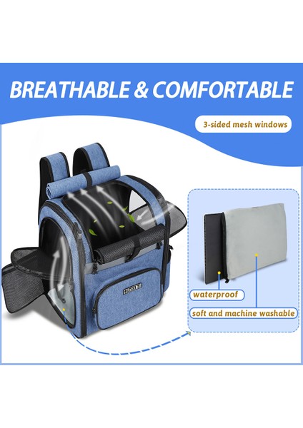 Mavi Pestskd Kedi Sırt Çantası Taşıyıcı Çift Omuz Evcil Hayvan Çantası Fermuarlı ve Nefes Örgü Pet Sırt Çantası Köpek Yürüyüş Seyahat Çantası (Yurt Dışından) indirimleri