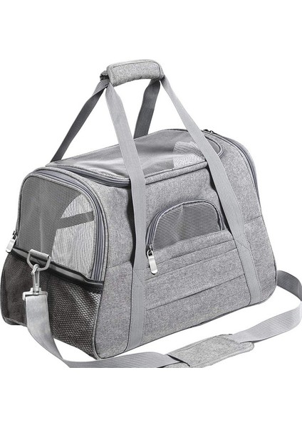 Gri 44X25X28 cm Çanta Kedi Dışarı Taşınabilir Evcil Hayvan Çantası Büyük Kapasiteli Köpek Çantası Kedi Taşınabilir Asılı Kedi Kafesi Kanvas Köpek Sırt Çantası (Yurt Dışından)
