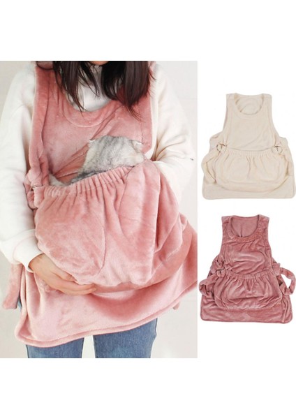 Pembe Evcil Hayvan Önlüğü Taşıyıcı Kedi Taşıyıcı Önlük Süper Yumuşak Ayarlanabilir Çift Cep Takviyeli Kenarlar Düzgün Dikişler Sıcak Tutmak Flanel Eller-F (Yurt Dışından)