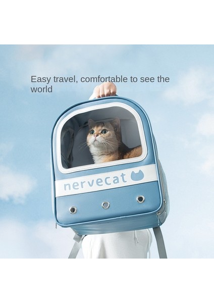 Mavi Kedi Taşıma Sırt Çantası Pet Out Çanta Taşınabilir Büyük Kapasiteli Nefes Kedi Sırt Çantası Deri Kedi ve Köpek Taşıma Çantası Uzay Kapsülü (Yurt Dışından) fiyatları