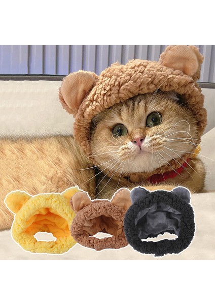 Kedi Şapka Komik Pet Köpek Kedi Kap Yumuşak Sıcak Peluş Ayı Kulaklar Şapka Cosplay Şapkalar Doğum Günü Hediyesi Parti Kostüm Aksesuarları Fotoğraf Sahne (Yurt Dışından)