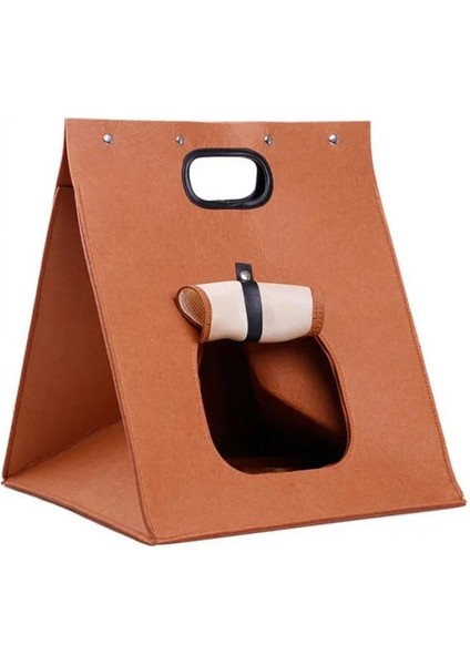 Kahve 40X40X48 cm Pet Keçe Kedi Taşınabilir Kedi Çanta Evi Dışarı Çıkmak Için Araba Pet Yatak Köpek Taşıma Saplı Çanta Köpek Kulübesi Küçük Köpek Yavrusu Taşıma Çantası (Yurt Dışından)