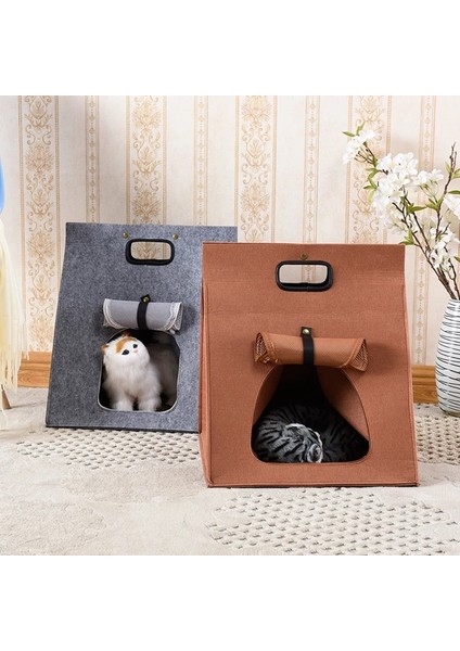 Kahve 40X40X48 cm Pet Keçe Kedi Taşınabilir Kedi Çanta Evi Dışarı Çıkmak Için Araba Pet Yatak Köpek Taşıma Saplı Çanta Köpek Kulübesi Küçük Köpek Yavrusu Taşıma Çantası (Yurt Dışından) modelleri
