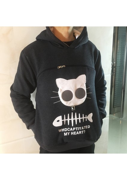 Siyah 2xl Kazak Kedi Severler Hoodie Kanguru Köpek Pet Paw Kazaklar Sarılma Kılıfı Kedi Taşıyıcı Kazak Cep Hayvan Kulak Kapşonlu Artı (Yurt Dışından) fırsatları