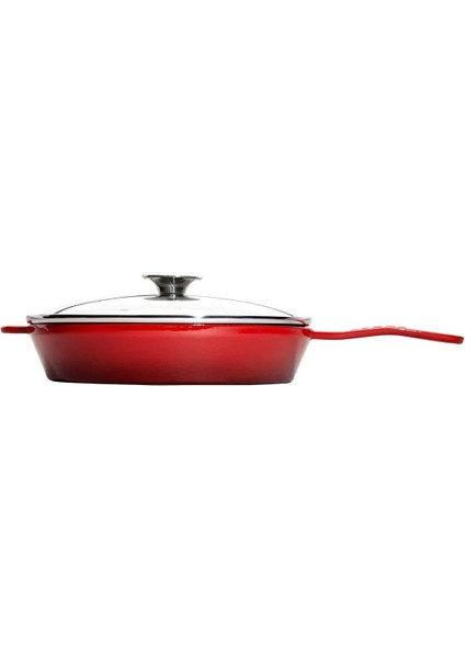 Kapaklı Döküm Tava 28CM Kırmızı