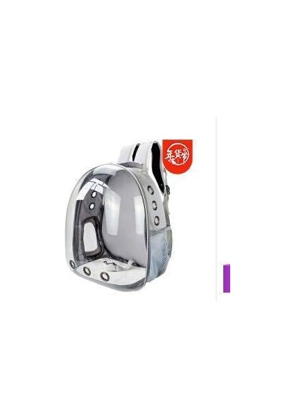 Gri Kedi Çantası Nefes Taşınabilir Evcil Hayvan Taşıma Sırt Çantası Kedi ve Köpek Açık Seyahat Sırt Çantası Şeffaf Uzay Tarzı Evcil Hayvan Sırt Çantası Kedi Çantası (Yurt Dışından)