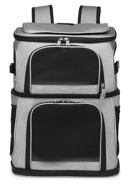 Gri Evcil Hayvan Malzemeleri Büyük Kapasiteli Çift Katmanlı Evcil Hayvan Çantası Iki Kedi Sırt Çantası Koymak Kolay Katlanabilir Oxford Kumaş Köpek Çantası (Yurt Dışından)