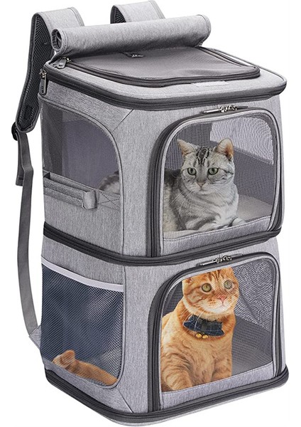 Gri Evcil Hayvan Malzemeleri Büyük Kapasiteli Çift Katmanlı Evcil Hayvan Çantası Iki Kedi Sırt Çantası Koymak Kolay Katlanabilir Oxford Kumaş Köpek Çantası (Yurt Dışından) indirimleri