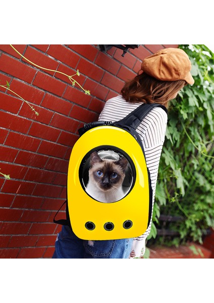 Sarı Resimdeki Gibi Taşınabilir Astronot Pet Kedi Köpek Yavrusu Taşıyıcı Uzay Çantası Seyahat Sırt Çantası Kapsül Çantası Küçük Kediler Köpek Yavrusu Açık Kafes Nefes Alabilir (Yurt Dışından)