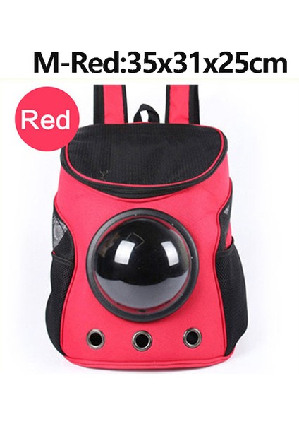 M-Kırmızı Büyük Kapasiteli Köpek Taşıma Çantası Lüks Tuval Uzay Kapsülü Kedi Köpek Taşıyıcı Seyahat Sırt Çantası Açık Köpek Yavru Kedi Evcil Hayvan Çantası Katlanabilir (Yurt Dışından)